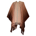 Angostura handwoven Argentine wool poncho with warm earth tone Argollas design