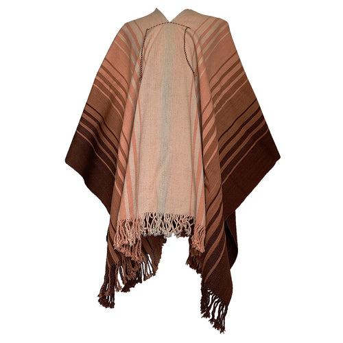 Angostura handwoven Argentine wool poncho with warm earth tone Argollas design
