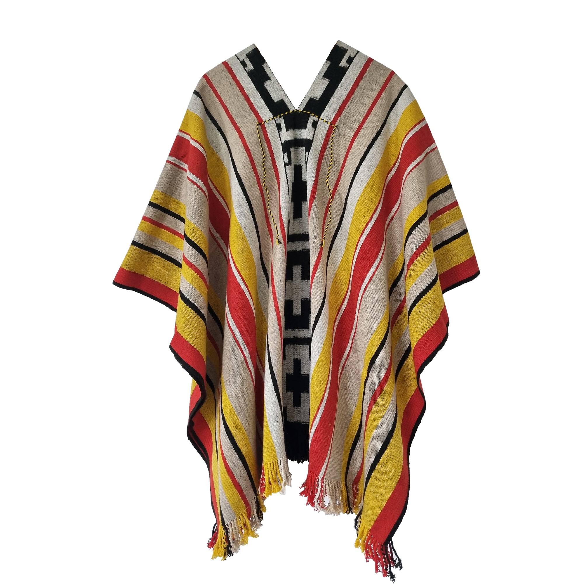 Loro Huasi handwoven Argentine wool poncho with Pampa motif