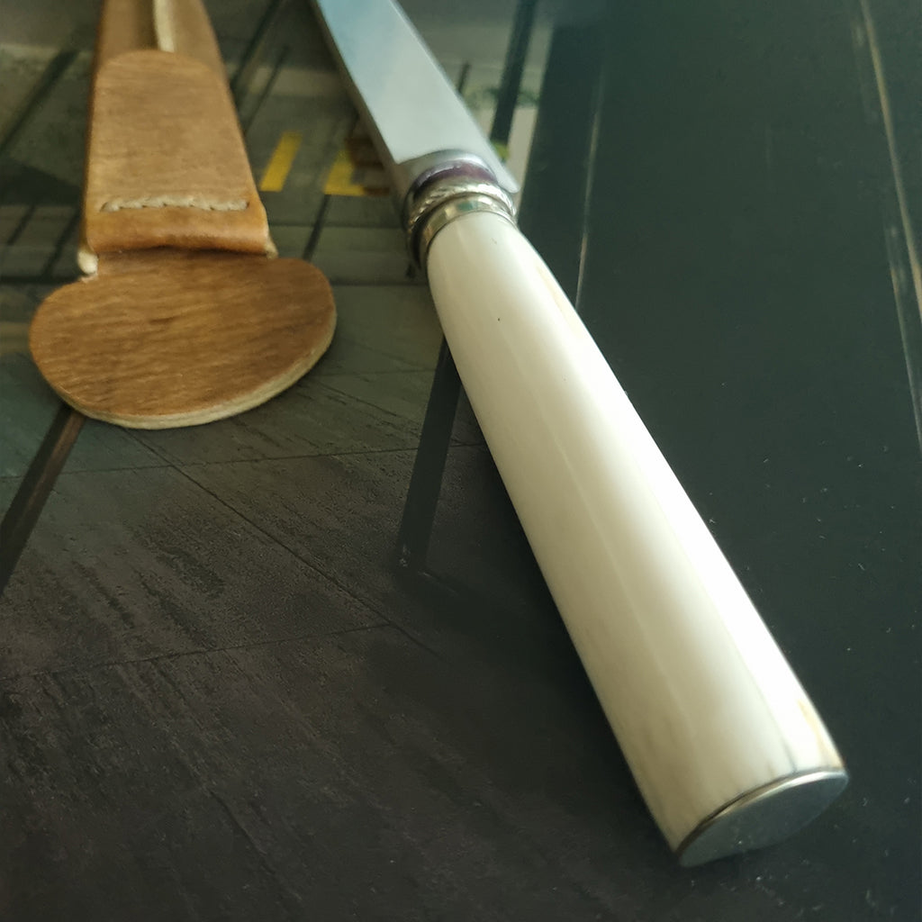 Handmade Deer Bone Knife with Leather Sheath - Vakiano