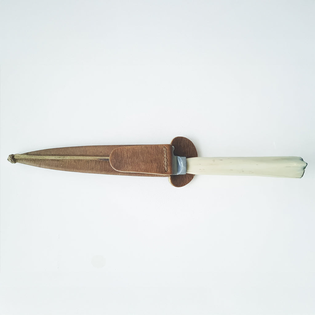 Handmade Ñandú Bone Knife with Leather Sheath - Vakiano