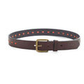 Netherlands Mayan Argentine leather polo belt with orange geometric details