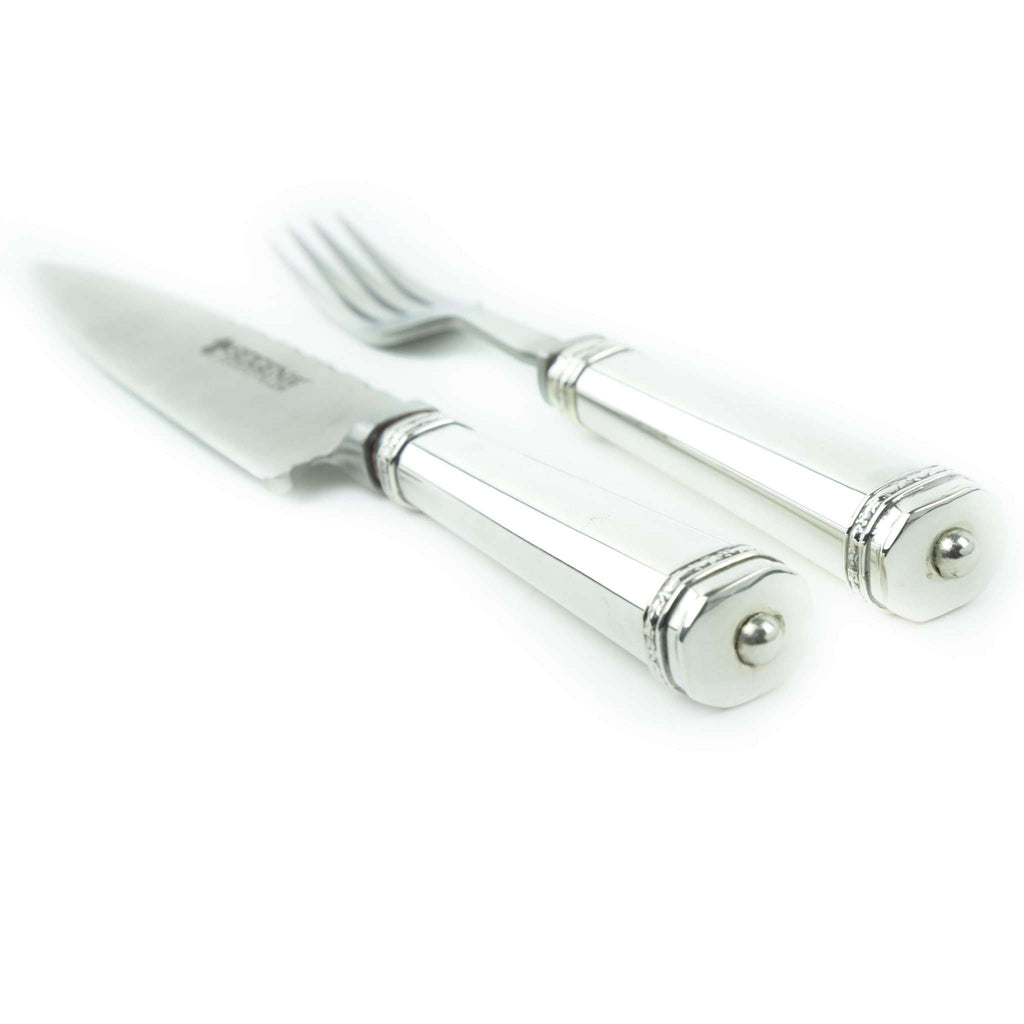 Silver 900 handled knives and forks with Seigen 440 stainless steel blades