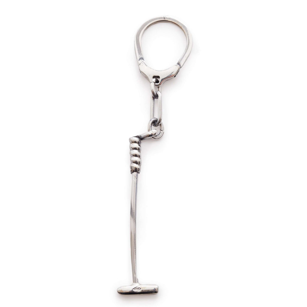 Sterling silver keychain with polo mallet motif - Vakiano