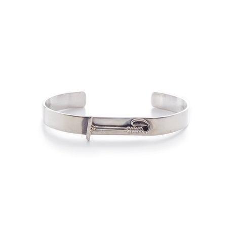Rigid sterling silver equestrian bracelet - Polo Mallet motif