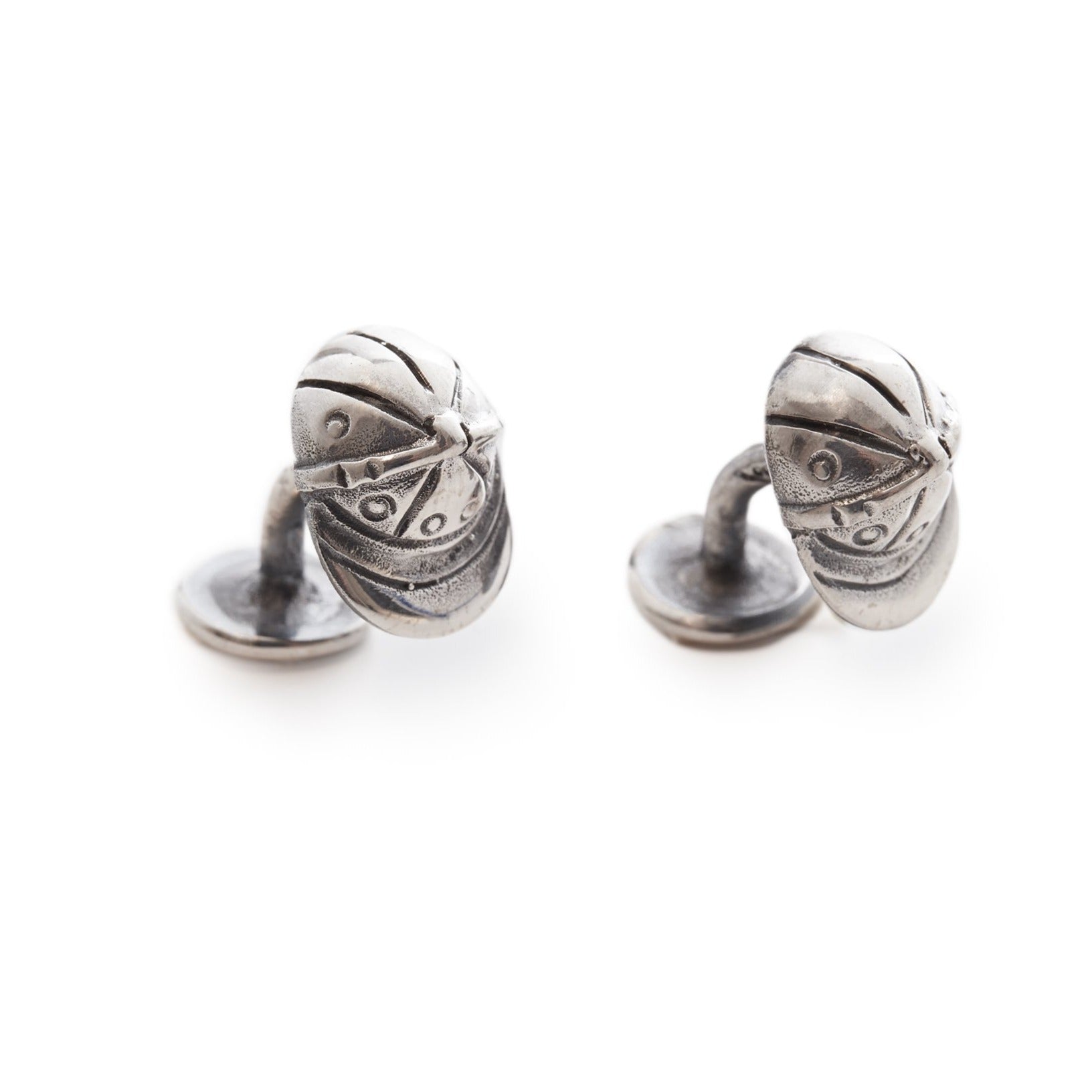 Sterling silver polo helmet cufflinks - Vakiano