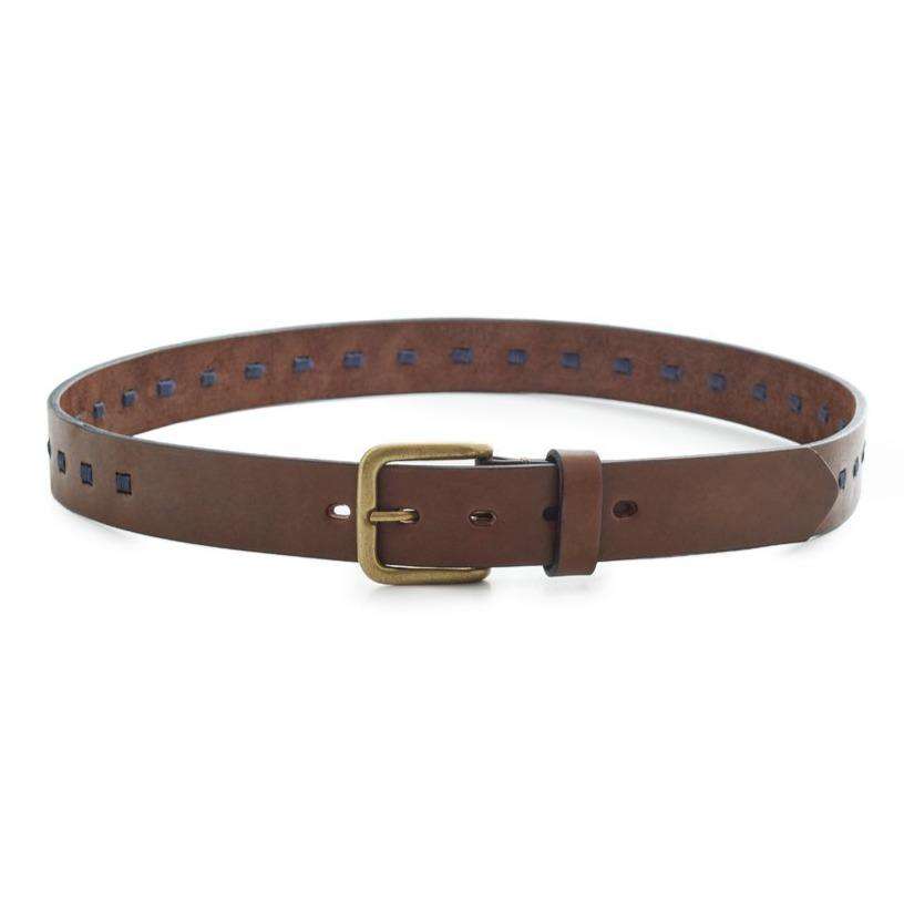 Virginia Mayan Argentine leather polo belt with navy geometric details