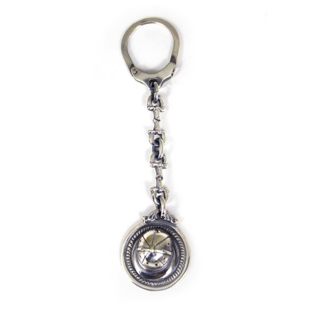 Sterling silver keychain with polo helmet motif - Vakiano