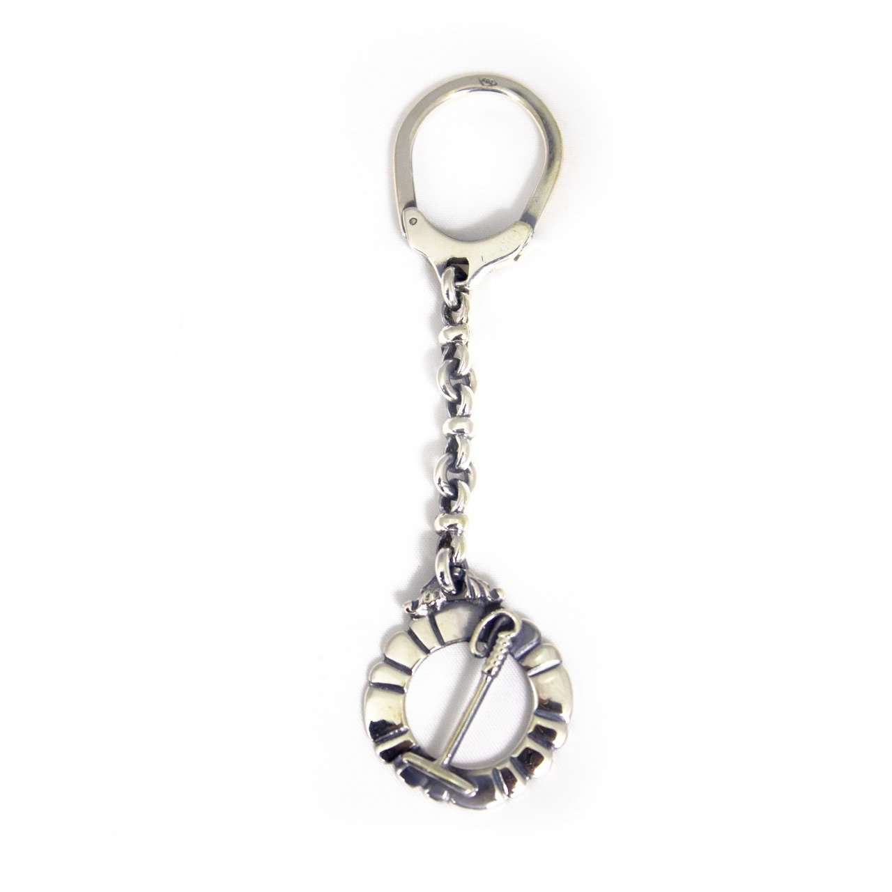 Sterling silver keychain with polo mallet - Vakiano